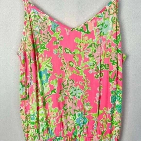 Lilly Pulitzer Deanna Tank Hot Pink Floral Mini Romper M - Picture 6 of 8